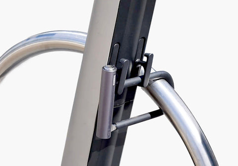 Bo E-scooter locked to railing hoop