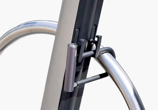 Bo E-scooter locked to railing hoop