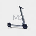 Silver scooter with 'M2' text on a white background
