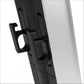 Close-up of a black metal bracket on a white background