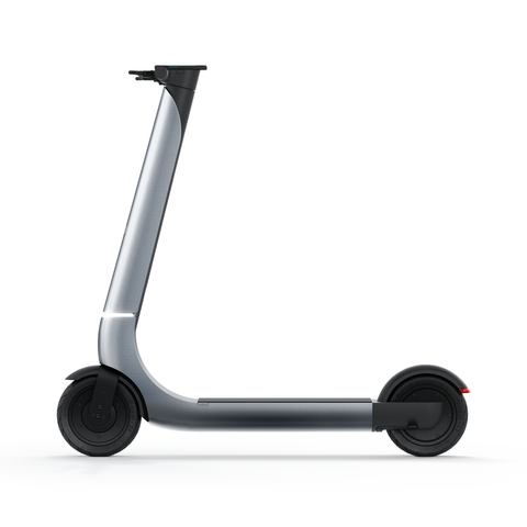 Silver electric scooter on a white background